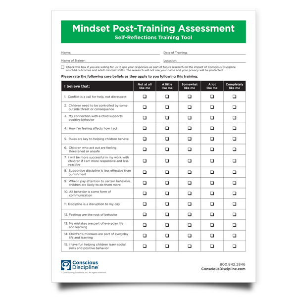 Mindset Post-Training Assessment Self-Reflections Training Tool