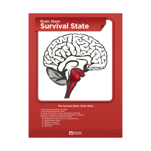 Brain State Poster Set - Survival State - Brain Stem - red poster