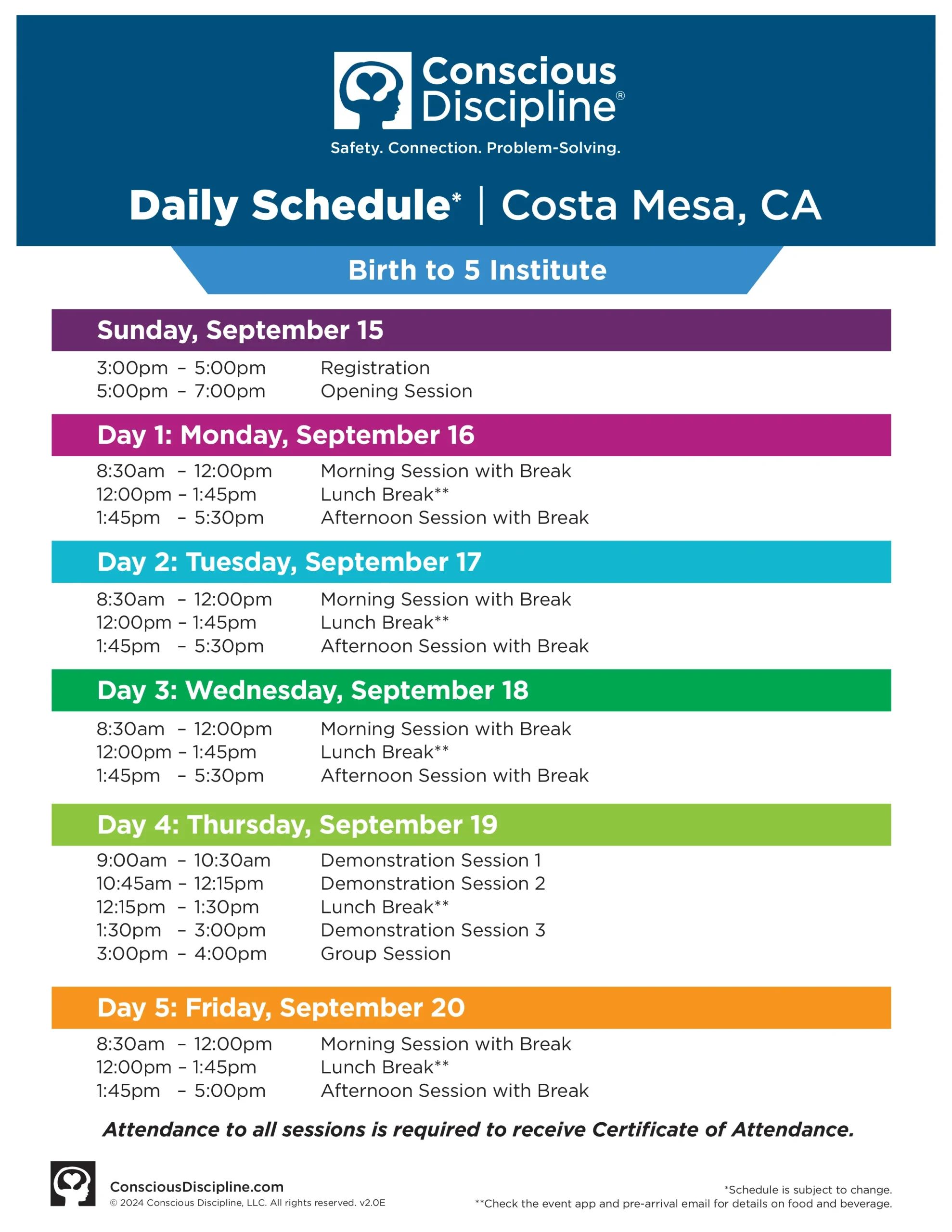 costa mesa birth to five event schedule 